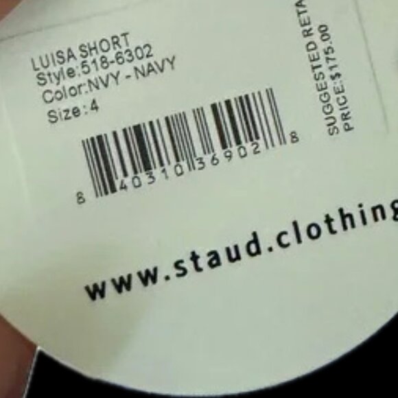 NWT Staud Luisa Navy Blue Pleated Shorts, Size 4 - Picture 7 of 7